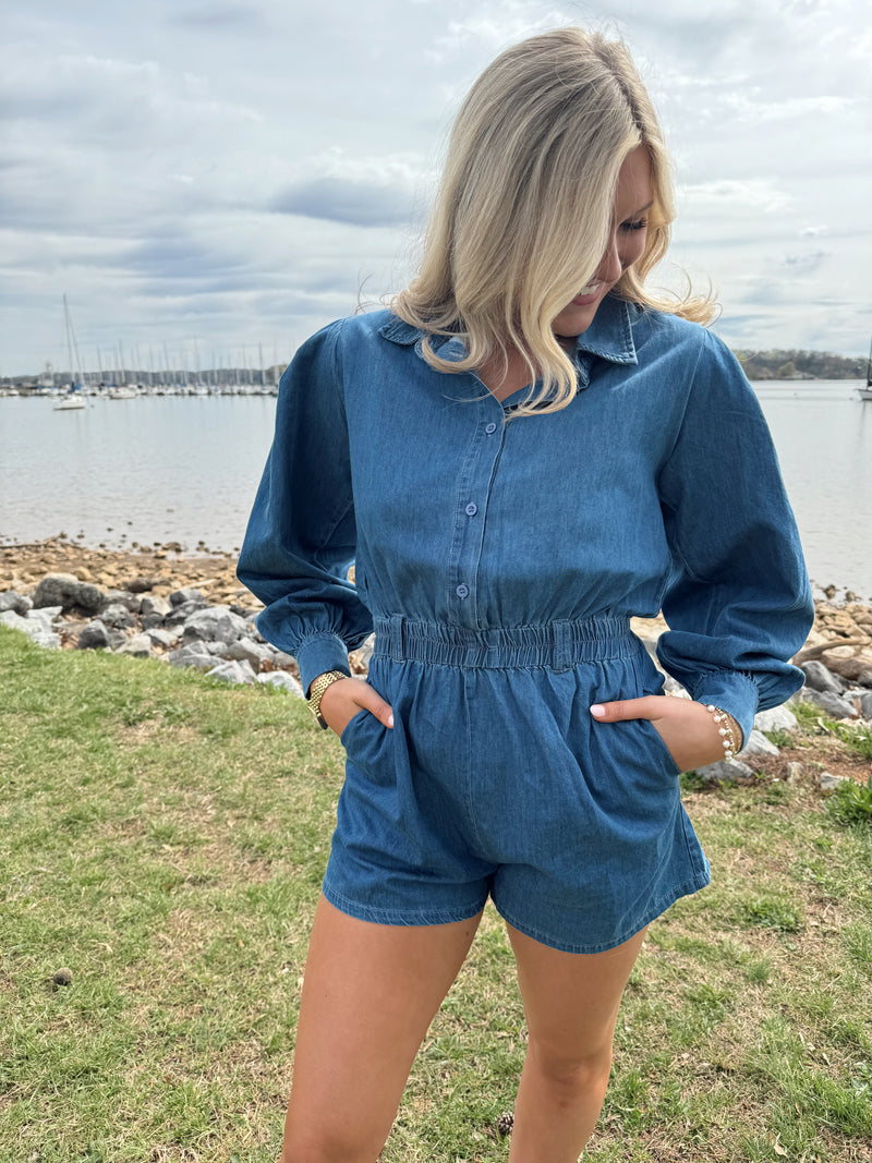 Fallon Denim Romper